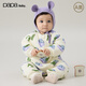 papa爬爬秋冬季新品嬰兒連體衣男女寶寶印花紗布保暖夾棉爬服 燕麥色 80cm