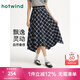 熱風(fēng)女士格紋半身裙2025年秋季新款復(fù)古飄逸格紋拼接顯瘦不規(guī)則半裙 35蘭格子 S