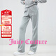橘滋（Juicy Couture）25秋新款燙鉆印花中腰微喇休閑長(cháng)褲女時(shí)尚氣質(zhì)休閑褲 灰色 M