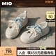 MIO【宋雨琦同款】米奧休閑板鞋2025春新款圓頭miu系銀色厚底女鞋 米白色 （宋雨琦/張藝凡同款） 37 (235mm)