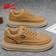 回力男鞋厚底板鞋男款秋季新款皮面防水增高運動(dòng)休閑鞋子 土黃 41