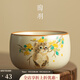 陶羽汝窯茶杯貓咪開(kāi)片個(gè)人家用主人杯創(chuàng  )意功夫茶具小茶杯品茗杯喝茶杯 御黃汝窯富貴杯-黃花貓
