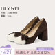 Lily Wei法式復(fù)古氣質(zhì)淺口高跟鞋粗跟瑪麗珍單鞋小碼情人節(jié)禮物 深咖色【跟高7cm】 35