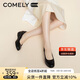 康莉（COMELY）軟牛皮單鞋女春季圓頭舒適平底鞋軟底通勤百搭媽媽鞋 黑色 37 