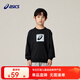 asics亞瑟士童裝男女兒童中大童圓領(lǐng)印花休閑衛衣LOGO款 001黑色 140 cm
