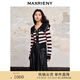 MAXRIENY【商場同款】條紋彼得大翻領(lǐng)針織拉鏈開衫秋冬修身上衣女 粉條紋 M 02