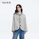 飛鳥(niǎo)和新酒2025冬季新款帶帽寬松時(shí)尚灰色小個(gè)子衛衣式外套 淺灰HCC01 L