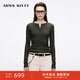 MISS SIXTY2025秋季新款針織衫女羊毛桑蠶絲混紡兩件套上衣配背心 深橄欖綠 M