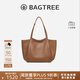 BAGTREE李思思同款包包樹(shù)晚楓包輕奢植鞣皮大容量托特包通勤單肩電腦女包 烤棕色-大號 可裝15.6寸電腦 高級小眾