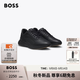 BOSS博斯 男士25年冬季新款粒面和純色皮革運動(dòng)鞋 005-黑色 43
