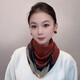 磁吸扣小絲巾方巾女士秋冬保暖護頸圍脖高級感三角巾媽媽紅色圍巾 煙熏紅波點(diǎn) 65*65cm