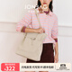 簡·佰格（JONBAG）柔霧生巧針扣托特包單肩包2025新送女友禮物高級感通勤大容量女包 磨砂杏仁 女包