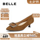 百麗時(shí)尚優(yōu)雅單鞋女25春新商場(chǎng)真皮氣質(zhì)高跟鞋D3N1DAQ5 棕色 38