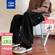 唐獅（TonLion）2025春男工裝寬松直筒休閑長(cháng)褲 黑色 XL 
