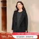 MsShe大碼女裝2025秋冬裝【100支綿羊毛雙面呢】胖mm連帽大衣外套 黑色現貨 4XL