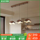 蒂凡尼亞中古風(fēng)三頭餐廳吊燈全光譜護眼胡桃木紋蛋殼吊燈侘寂風(fēng)吧臺燈 M6709-3頭直盤(pán)已接入米家APP