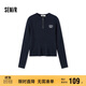 森馬（Semir）毛衣女冬季短款半開(kāi)襟刺繡修身套頭衫女生風(fēng)顯瘦上衣107724107001