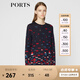 PORTS寶姿 秋冬新品女裝色塊拼接撞色毛針織衫LA9K508JKW001 丈青混色 XS