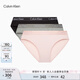 Calvin Klein內(nèi)衣【七夕禮物】女士三條ck本命年棉質(zhì)比基尼三角內(nèi)褲女QP2349O Q7Z-太空黑/櫻花粉/椰青灰 3條 M 尺碼偏大，建議拍小一碼