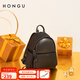 紅谷（HONGU）雙肩包新款大容量雙肩包防水輕便女書包時尚背包生日禮物 漆黑
