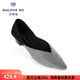 MALOVE MZ王妃鞋新款3.7cm尖頭水晶低跟單鞋女職業(yè)通勤百搭平底鞋新款單鞋 吸睛閃（腳寬建議拍大一碼） 37