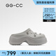 GG-CC【杏仁奶糖】夏季新款時(shí)尚厚底洞洞鞋女包頭沙灘半拖鞋G25S6801 灰色 34