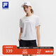 FILA 斐樂(lè )官方女裝針織短袖衫2025夏新款健身運動(dòng)簡(jiǎn)約寬松圓領(lǐng)T恤 玉石白-WT L 170/88A/L