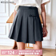 Olrain歐芮兒灰色半身裙女夏季高腰不規(guī)則設(shè)計(jì)感學(xué)院風(fēng)裙子 灰色 155/64A/S