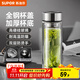 蘇泊爾（SUPOR）玻璃杯茶水分離男士水杯雙層高硼硅玻璃耐高溫大容量泡茶杯子禮物 行硯黑400mL