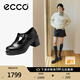 愛步（ECCO）單鞋 25年新款輕奢牛皮扣帶增高粗跟高跟鞋 都市首爾223543 黑色22354301001 37