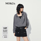 MO&Co.外套2025夏新品UPF50+防曬服抽繩連帽寬松短款戶外MBE2COTT01 巖灰色 M /165