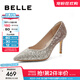 百麗（Belle）吉娜同款高跟鞋女商場(chǎng)款單鞋婚鞋BDAK3AQ5預(yù)售 浮光躍金-跟高8CM（寬版） 38 (240mm)