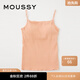 moussy 女裝新款U型領(lǐng)帶胸墊修身針織吊帶衫女010GSS80-0400 131淺橙色 均碼