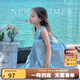 圖圖小象女童連衣裙2025夏季新款兒童海邊度假裙子中大童100%棉長(cháng)裙公主裙 藍色 140 身高約140cm