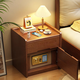 實(shí)木床頭柜保險箱一體家用臥室簡(jiǎn)約床邊柜多功能帶指紋密碼保險柜 胡桃色簡(jiǎn)約款/鑰匙+密碼