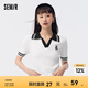 森馬針織衫女短款緊身刺繡套頭衫氣質夏撞色polo領毛衫女生 本白10102 160/84A/M