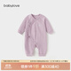 babylove新生兒連體衣純棉春秋季初生嬰兒哈衣純色系帶睡衣和尚服居家爬服 芭蕾粉 52cm