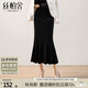 絲柏舍包臀魚(yú)尾裙2025秋裝新款女裝優(yōu)雅氣質(zhì)修身中長(cháng)半身裙