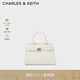 CHARLES&KEITH金屬扣帶手提單肩媽媽包凱莉包包女包生日禮物CK2-50160102 Cream奶白色 M