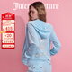 橘滋（Juicy Couture）25春新款外套墨色流光皇冠絲絨銀絲刺繡燙鉆上衣女 淺藍 L