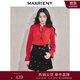 MAXRIENY浪漫優(yōu)雅感襯衫雪紡衫新年紅上衣女系帶高級設計感 紅色 M