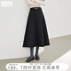 對白黑色A字半身裙女2025冬季新款氣質(zhì)優(yōu)雅通勤顯瘦大擺中長(cháng)傘裙 靜謐黑 M