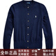 保羅拉夫勞倫SS22純色Logo刺繡圓領(lǐng)單排扣長袖開衫毛衣針織衫女款藏藍色藏藍色XS