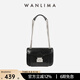 萬(wàn)里馬（wanlima）萬(wàn)里馬夏季新品菱格鏈條小方包質(zhì)感通勤牛皮斜挎單肩包大小號 小號黑色