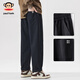 大嘴猴（paul frank）美式復古純棉休閑褲男士春秋季寬松直筒潮牌運動(dòng)工作闊腿長(cháng)褲子裝 黑色8022H【官方正品】 XL 【建議140-160斤】