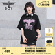 BOY LONDON【暗夜星辰】 秋季情侶款短袖燙鉆粉色老鷹T恤 N01003 黑色 XS