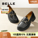 百麗（Belle）樂(lè)福鞋女商場(chǎng)款舒適軟底JK小皮鞋單鞋A5V1DAA4 黑色 37