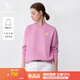 哈吉斯（HAZZYS）女裝 春秋季女圓領(lǐng)寬松落肩袖撞色休閑衛(wèi)衣女ABTSE03AX01 粉色PN M (160/84A 38)