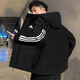 阿迪達斯 （adidas）棉服男裝上衣 2025冬季新款拒水防風(fēng)保暖運動(dòng)休閑連帽夾克外套 經(jīng)典三條紋/暖風(fēng)科技/保暖大棉服 XL