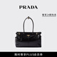 PRADA/普拉達(dá)【禮物】女士Prada Bonnie大號(hào)牛皮革手提單肩包 黑色